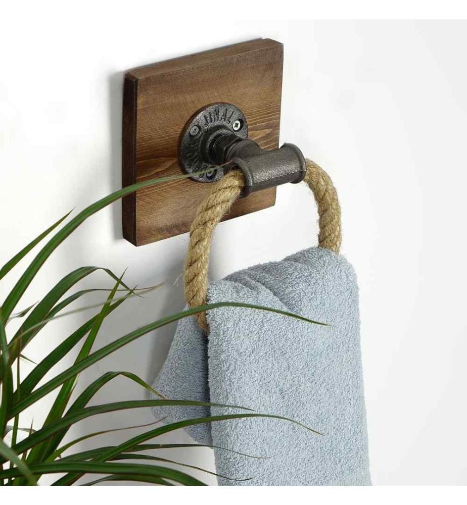 Pipe Hook, Walnut Black, Spruce Wood, Metal Pipe