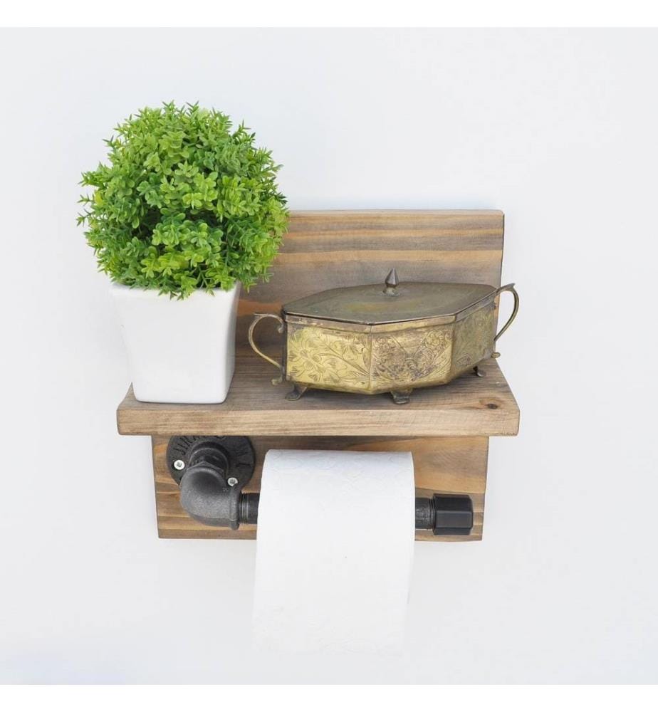 Pipe Hook, Walnut Black, Spruce Wood, Metal Pipe