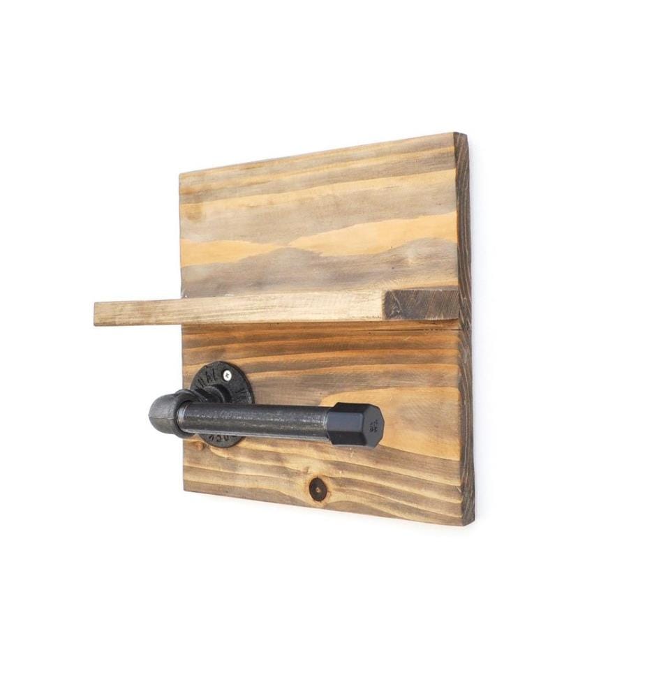 Pipe Hook, Walnut Black, Spruce Wood, Metal Pipe