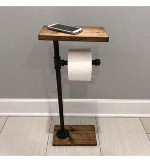 Gancio per tubo, noce nero, legno di abete rosso, tubo di metallo