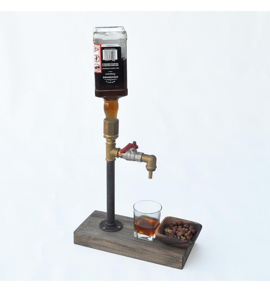Beverage Dispenser, Walnut Gold, Metal, Handmade