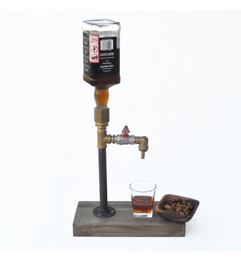 Beverage Dispenser, Walnut Gold, Metal, Handmade