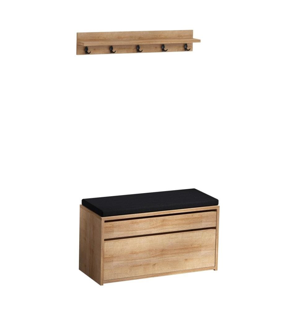 Hall Stand, Chêne Noir, Panneau de particules mélaminé