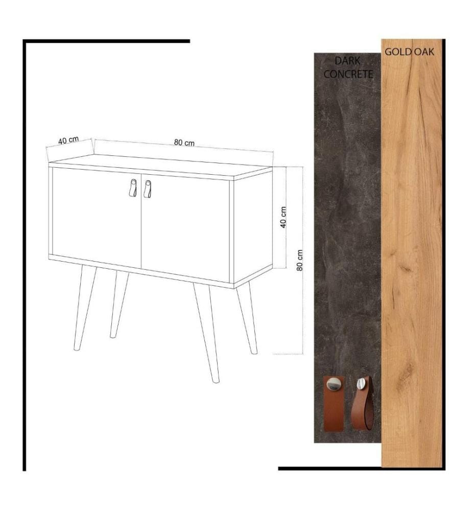 Console, chêne gris foncé, panneau de particules mélaminé