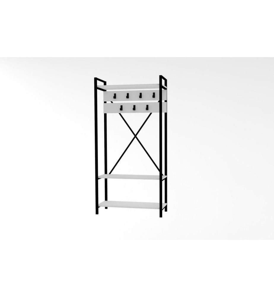 Hall Stand, Blanc Gris, Panneau de particules mélaminé