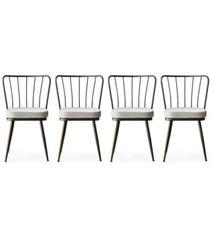 Stuhl-Set, 4 Teile, Nerz, Metallgestell, Samtstoff - Sitz aus melaminharzbeschichteter Spanplatte