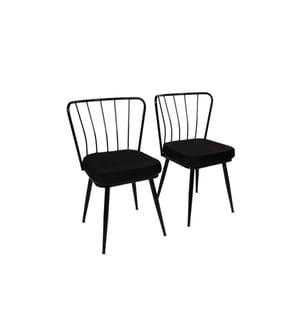 Stuhl-Set, 2 Stück, Schwarz, Metallgestell, Samtstoff - Sitz aus melaminharzbeschichteter Spanplatte