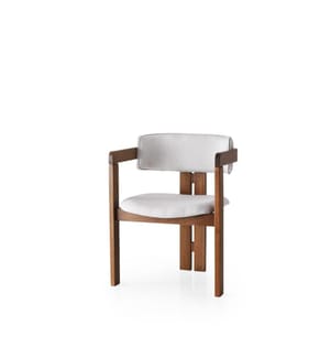 Stuhl, Nussbaum creme, Holzgestell, Samtstoff - Sperrholzsitz