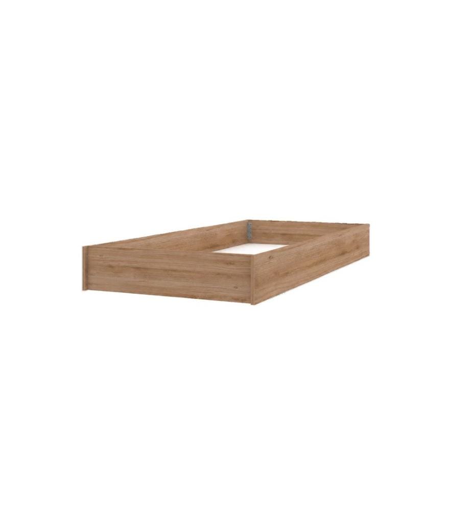 Ausziehbares Bett, 100 % melaminbeschichtete Spanplatte, Creme, Eiche