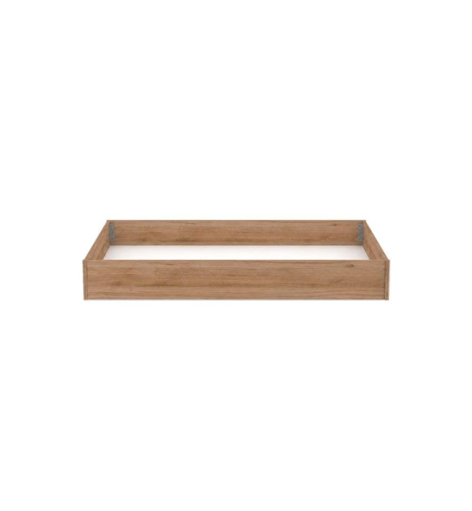 Ausziehbares Bett, 100 % melaminbeschichtete Spanplatte, Creme, Eiche