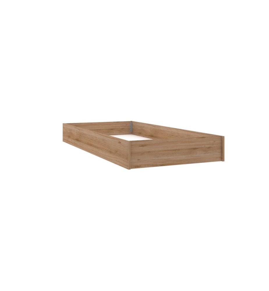 Ausziehbares Bett, 100 % melaminbeschichtete Spanplatte, Creme, Eiche