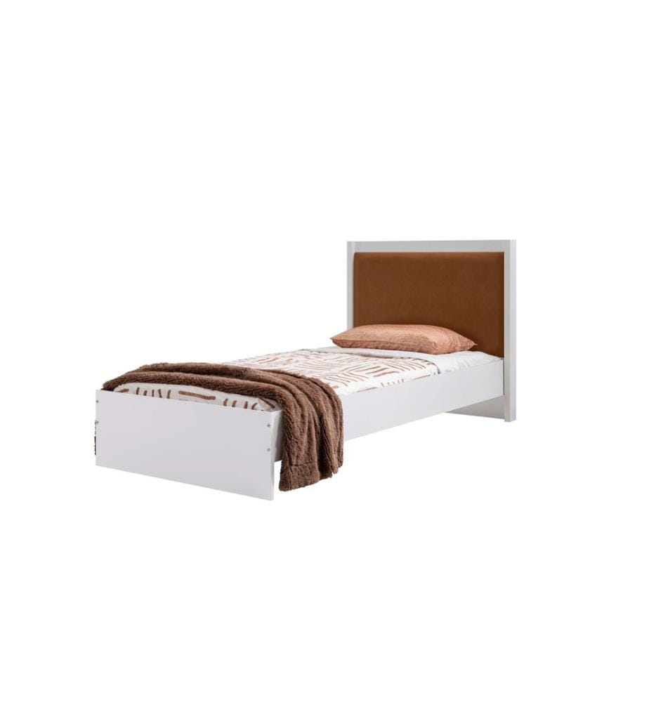 Einzelbettgestell, 100 % melaminbeschichtete Spanplatte, Weiss