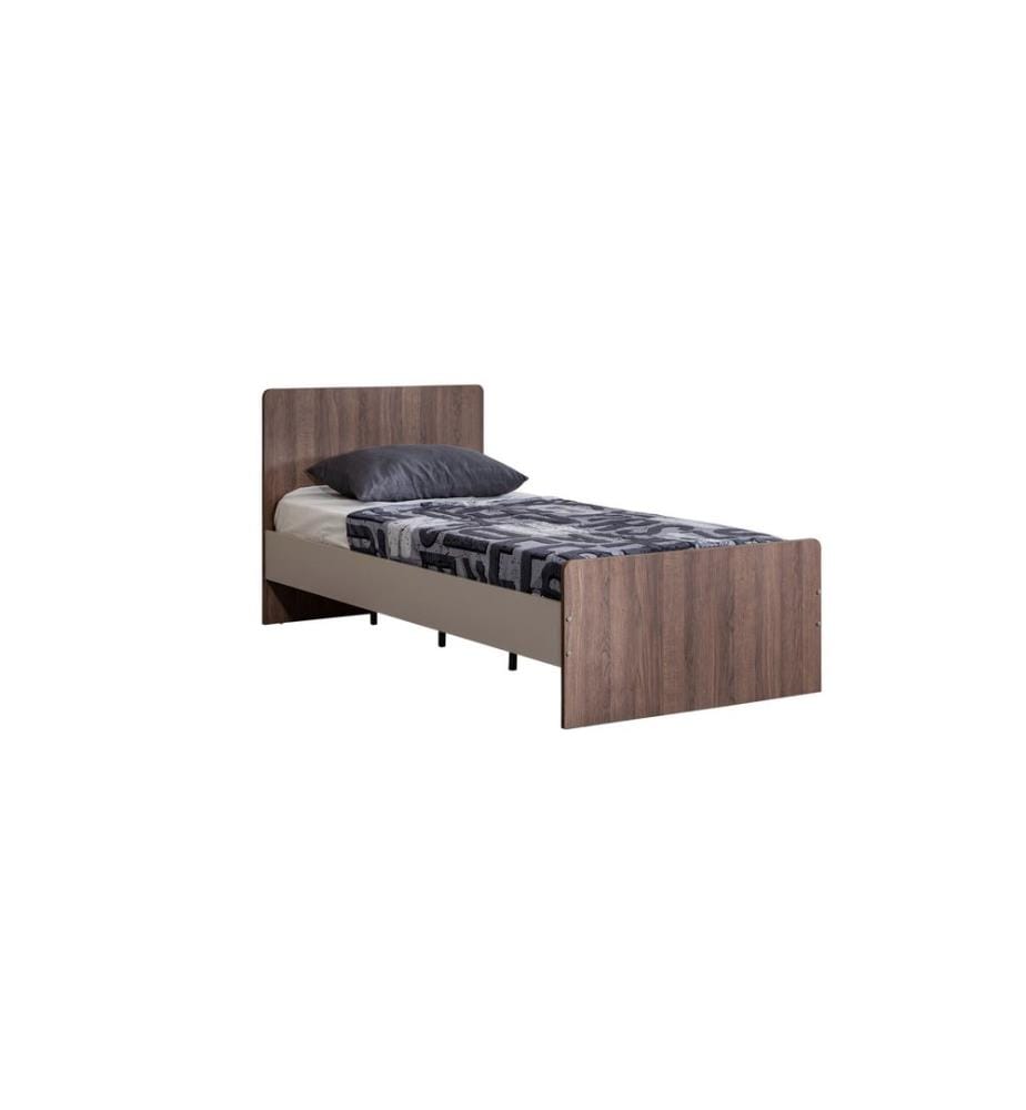 Einzelbettgestell, 100 % melaminbeschichtete Spanplatte, Creme, Braun
