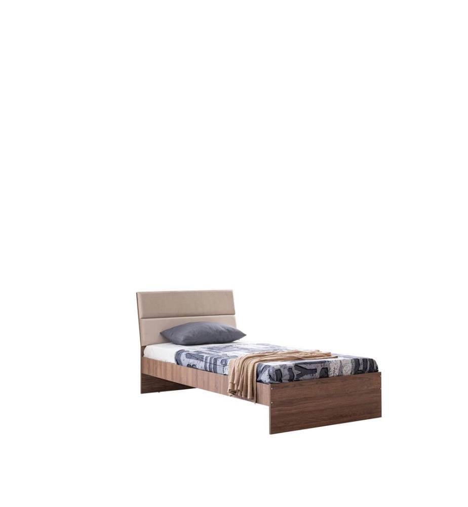 Einzelbettgestell, 100 % melaminbeschichtete Spanplatte, Weiss, Braun