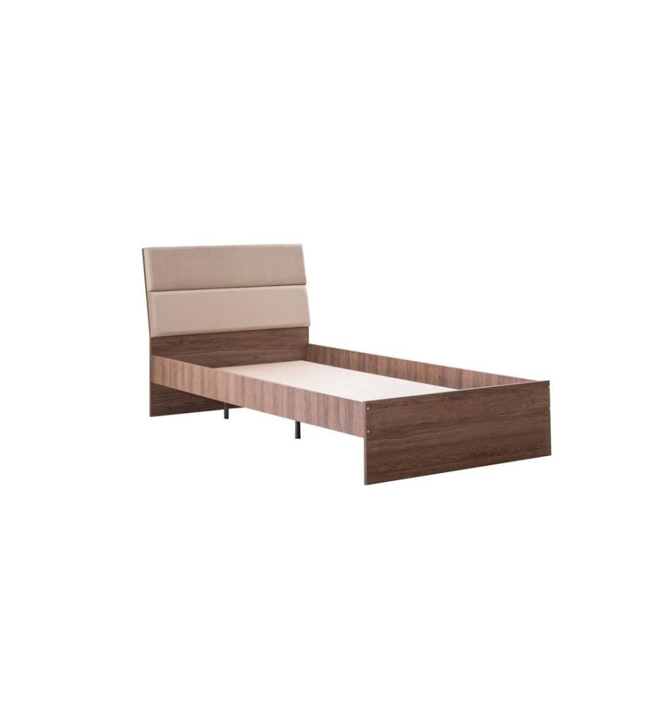 Einzelbettgestell, 100 % melaminbeschichtete Spanplatte, Weiss, Braun