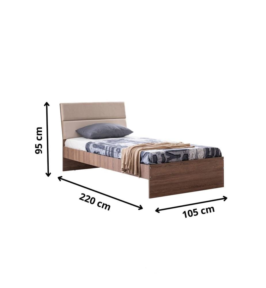 Einzelbettgestell, 100 % melaminbeschichtete Spanplatte, Weiss, Braun
