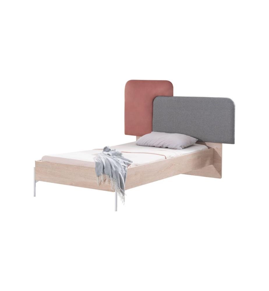 Einzelbettgestell, 100 % melaminbeschichtete Spanplatte, Braun, Rosa