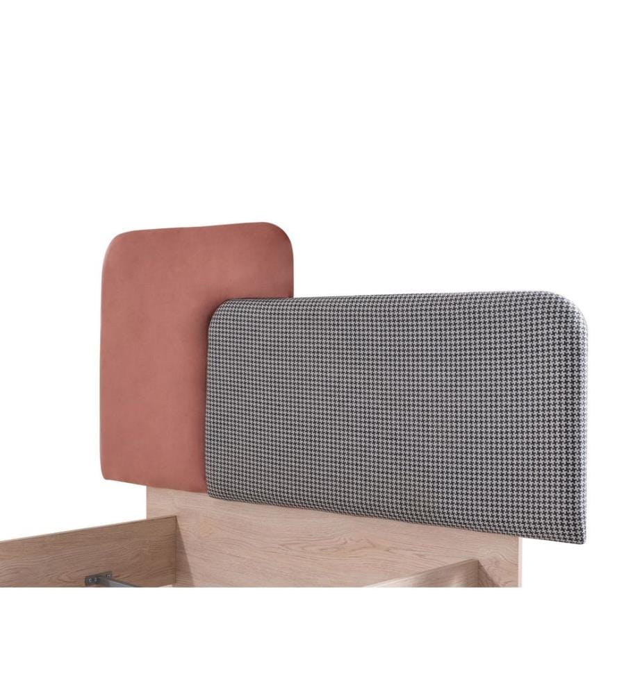 Einzelbettgestell, 100 % melaminbeschichtete Spanplatte, Braun, Rosa
