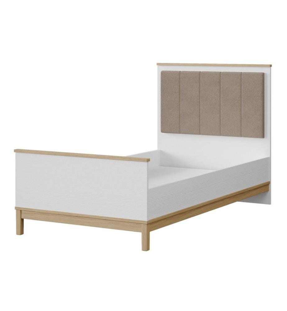 Einzelbettgestell, 100 % melaminbeschichtete Spanplatte, Holz, Weisseiche