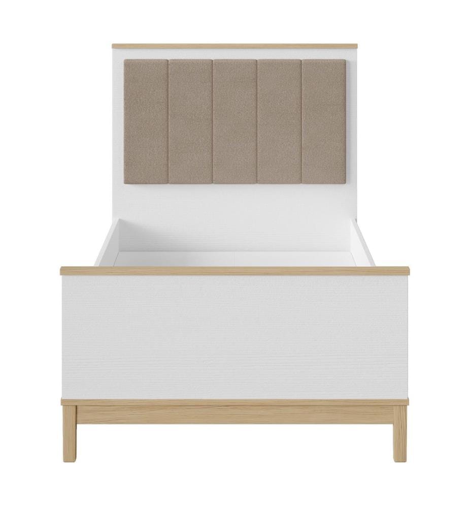 Einzelbettgestell, 100 % melaminbeschichtete Spanplatte, Holz, Weisseiche