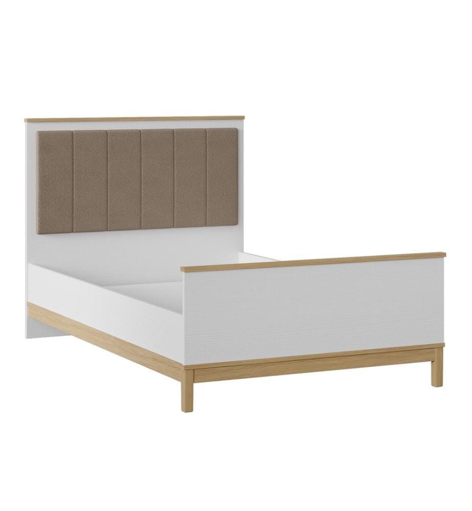 Einzelbettgestell, 100 % melaminbeschichtete Spanplatte, Holz, Weisseiche