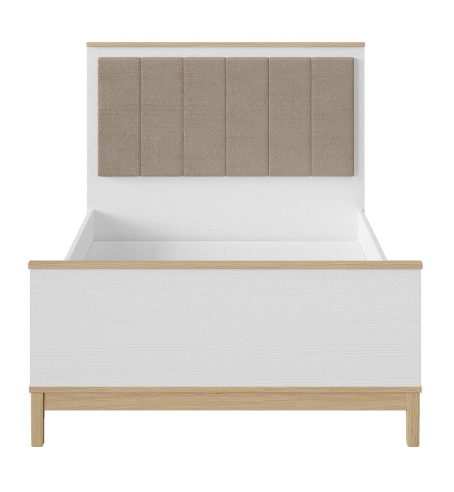 Einzelbettgestell, 100 % melaminbeschichtete Spanplatte, Holz, Weisseiche