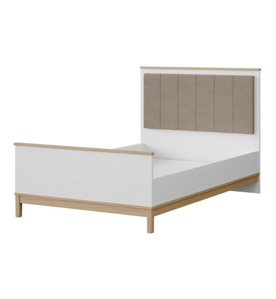 Einzelbettgestell, 100 % melaminbeschichtete Spanplatte, Holz, Weisseiche