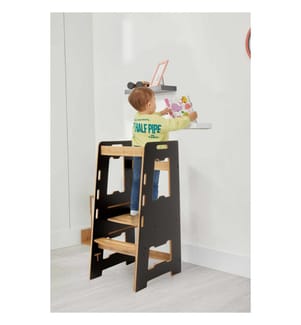 Lernturm, 100 % MDF, Schwarz, Natur