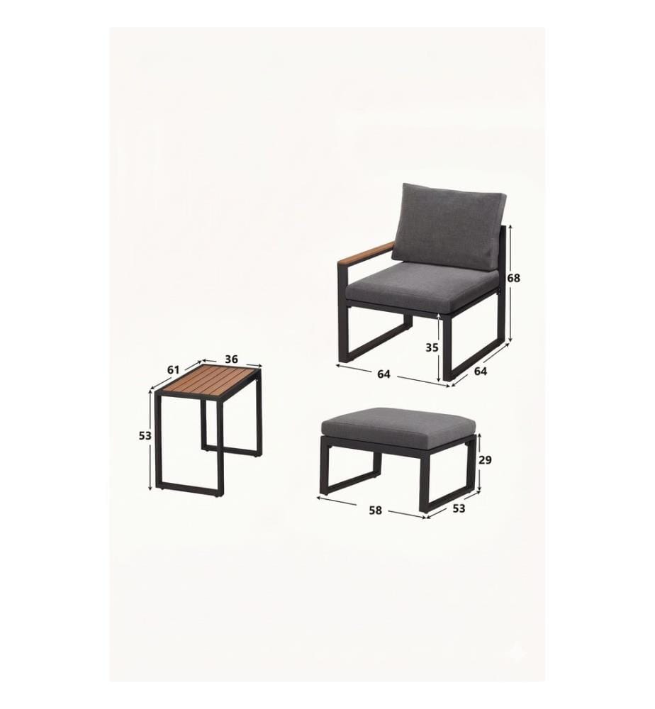 Gartenlounge-Set, 100 % Metall, Grau