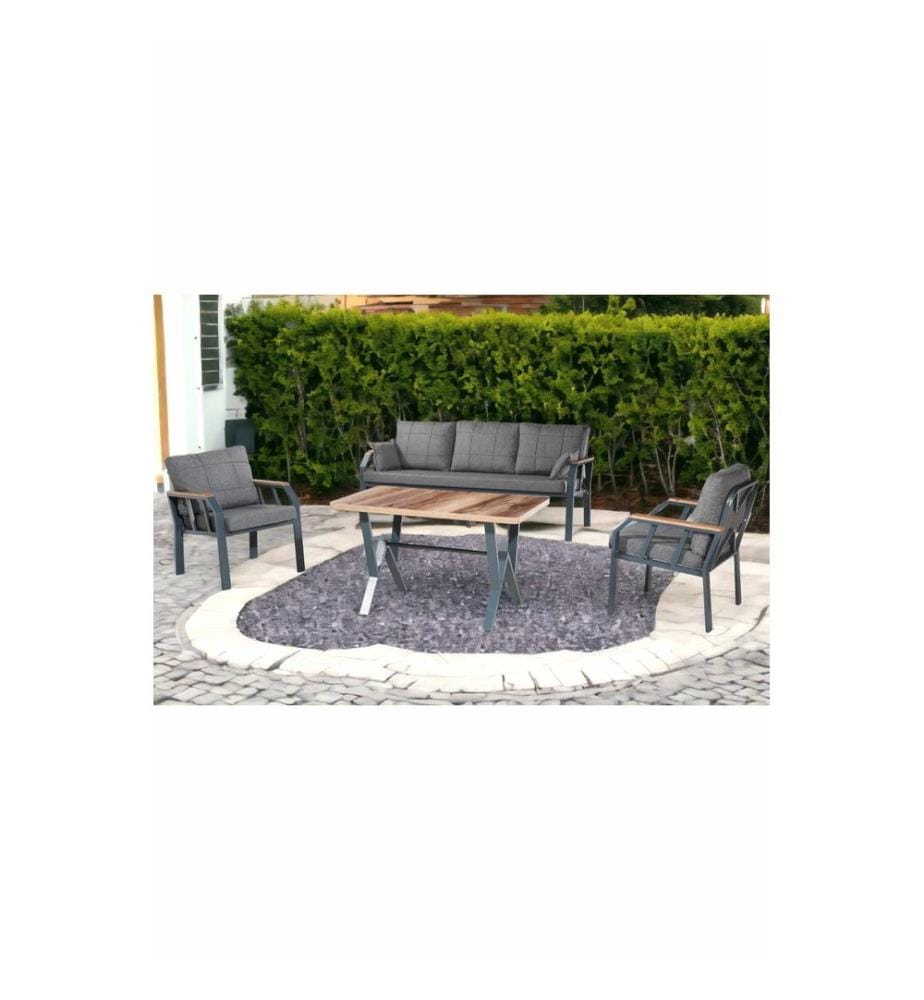 Gartenlounge-Set, 100 % Metall, Dunkelgrau