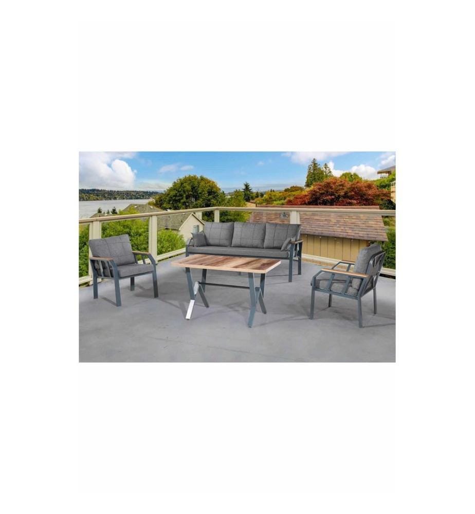 Gartenlounge-Set, 100 % Metall, Dunkelgrau