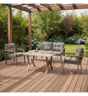 Gartenlounge-Set, 100 % Metall, Schwarz, Weiss, Gold