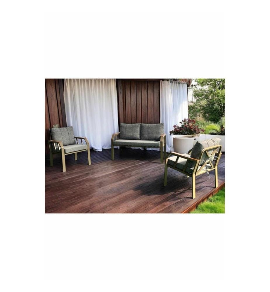 Gartenlounge-Set, 100 % Metall, Honig, Grau