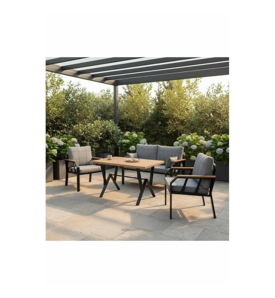 Gartenlounge-Set, 100 % Metall, Grau