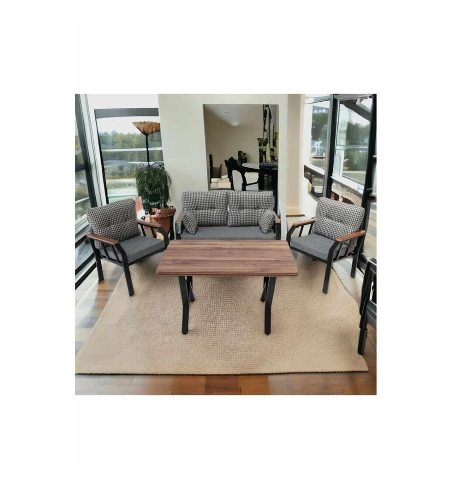 Gartenlounge-Set, 100 % Metall, Schwarz, Weiss