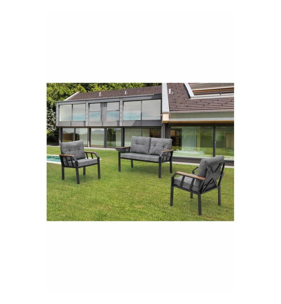 Gartenlounge-Set, 100 % Metall, Grau