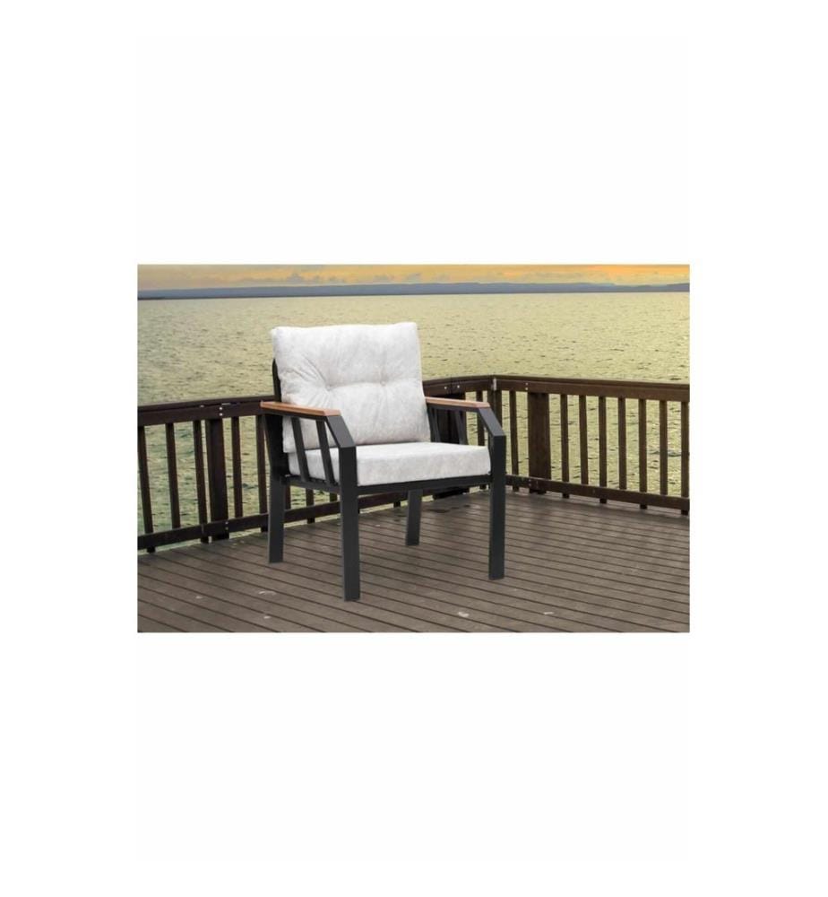 Gartenlounge-Set, 100 % Metall, Creme, Schwarz