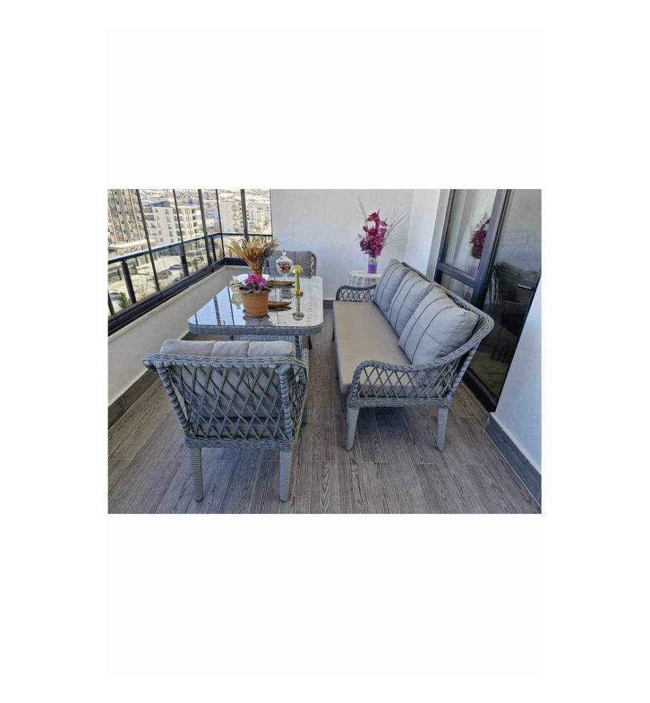 Gartenlounge-Set, 100 % Aluminium, Hellgrau