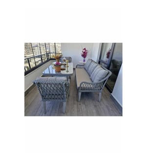 Gartenlounge-Set, 100 % Aluminium, Hellgrau