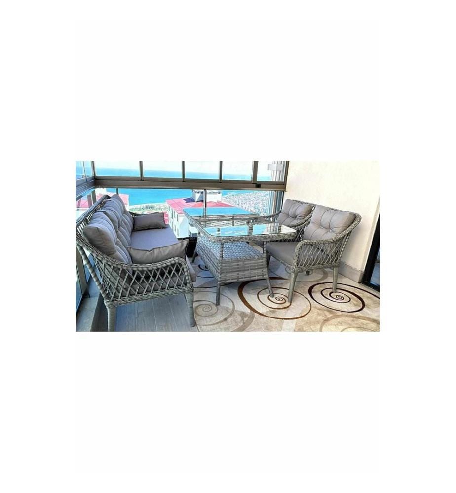 Gartenlounge-Set, 100 % Aluminium, Hellgrau