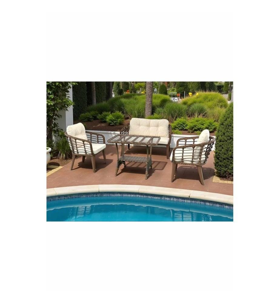 Gartenlounge-Set, 100 % Aluminium, Braun, Creme