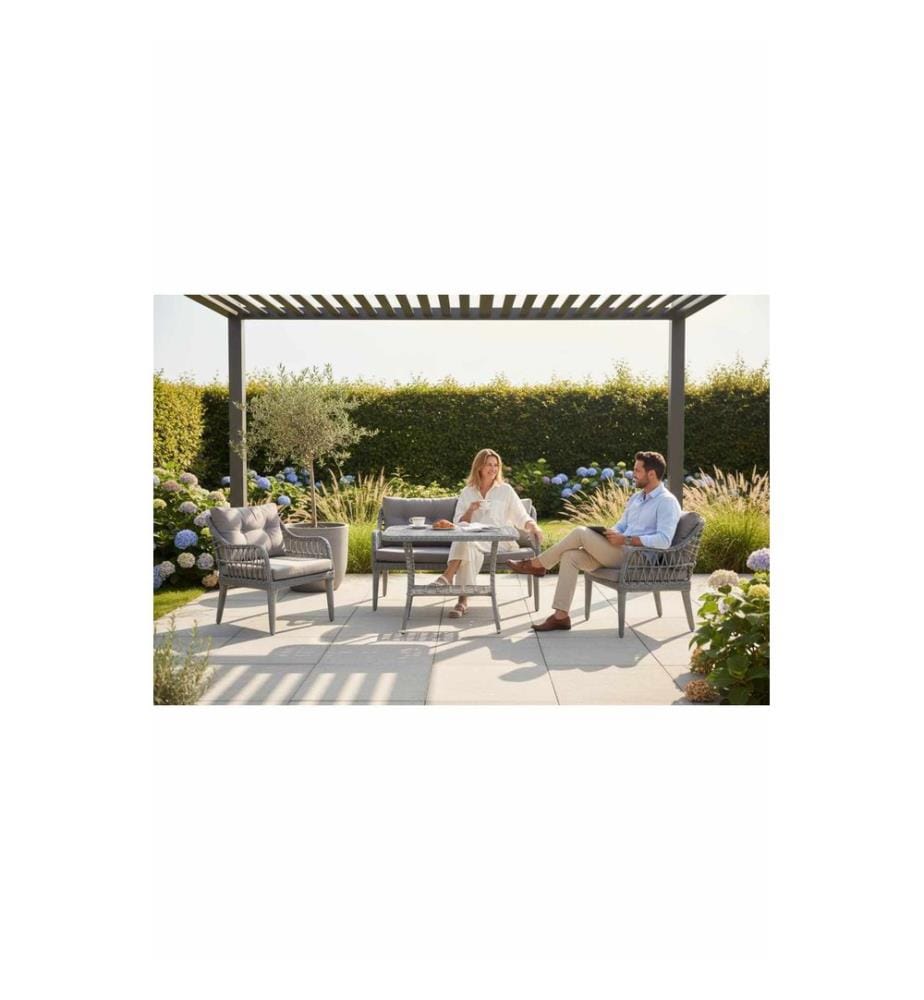 Gartenlounge-Set, 100 % Aluminium, Grau