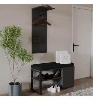 Garderobenständer-Set, 100 % melaminbeschichtete Spanplatte, Anthrazit
