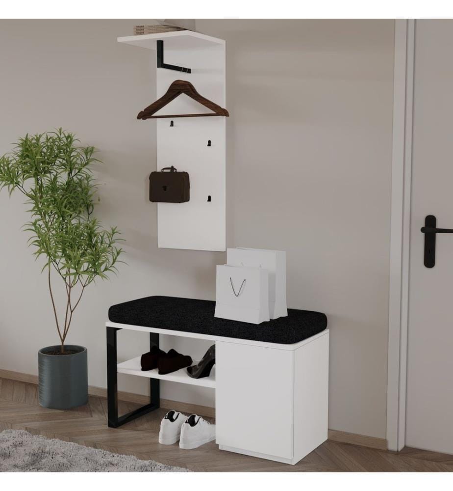 Garderobenständer-Set, 100 % melaminbeschichtete Spanplatte, Weiss