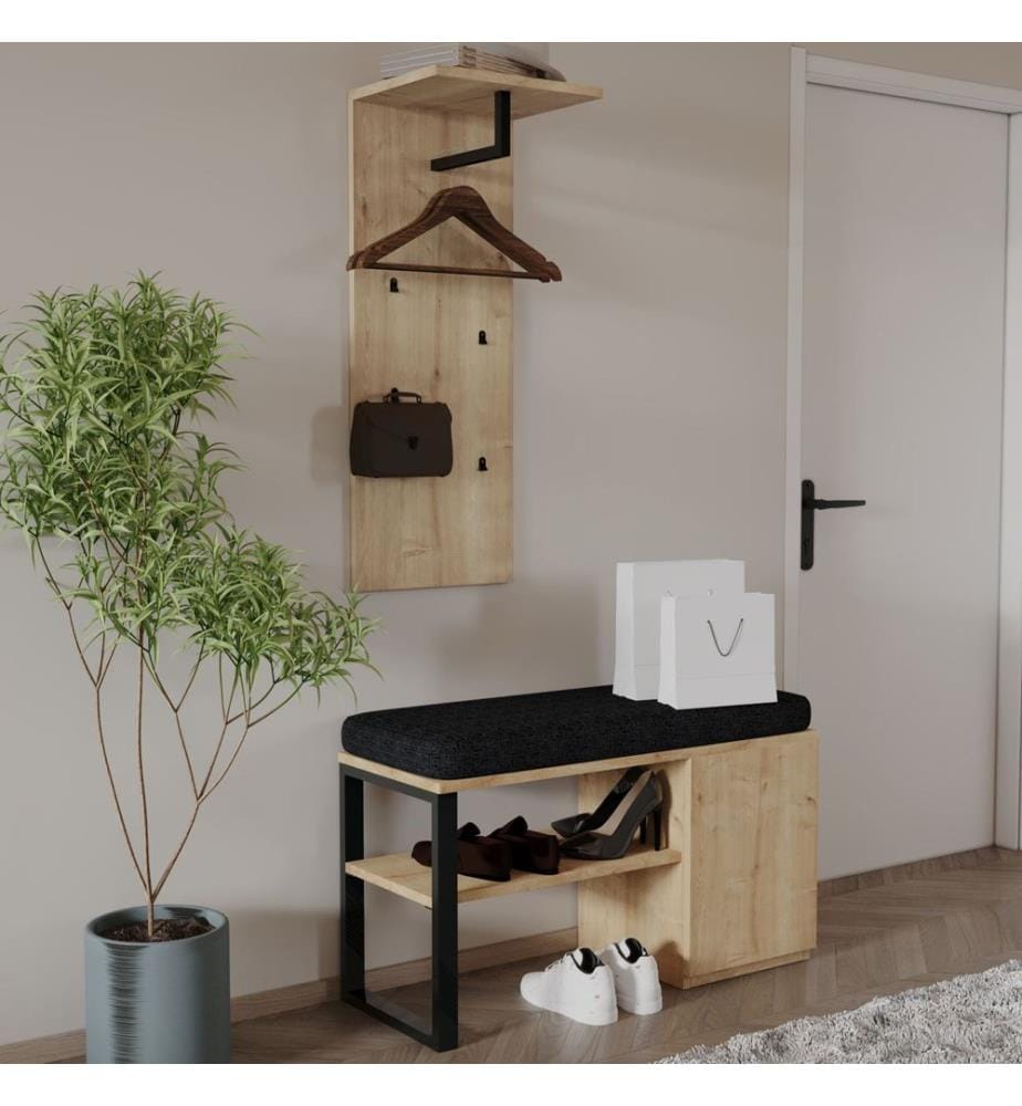 Garderobenständer-Set, 100 % melaminbeschichtete Spanplatte, Saphir-Eiche