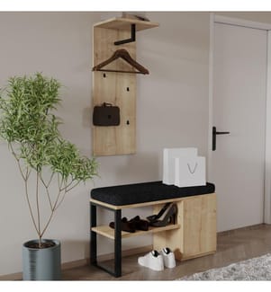 Garderobenständer-Set, 100 % melaminbeschichtete Spanplatte, Saphir-Eiche