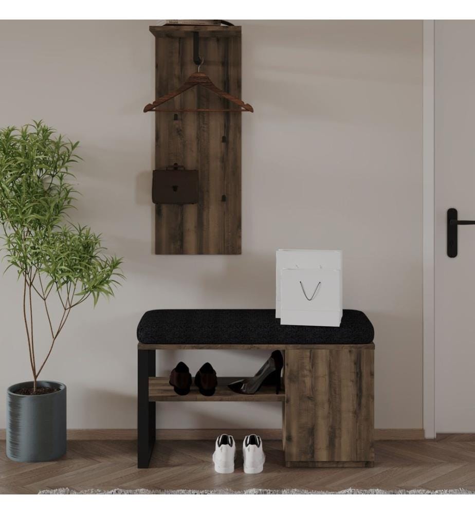 Garderobenständer-Set, 100 % melaminbeschichtete Spanplatte, Antik-Walnuss