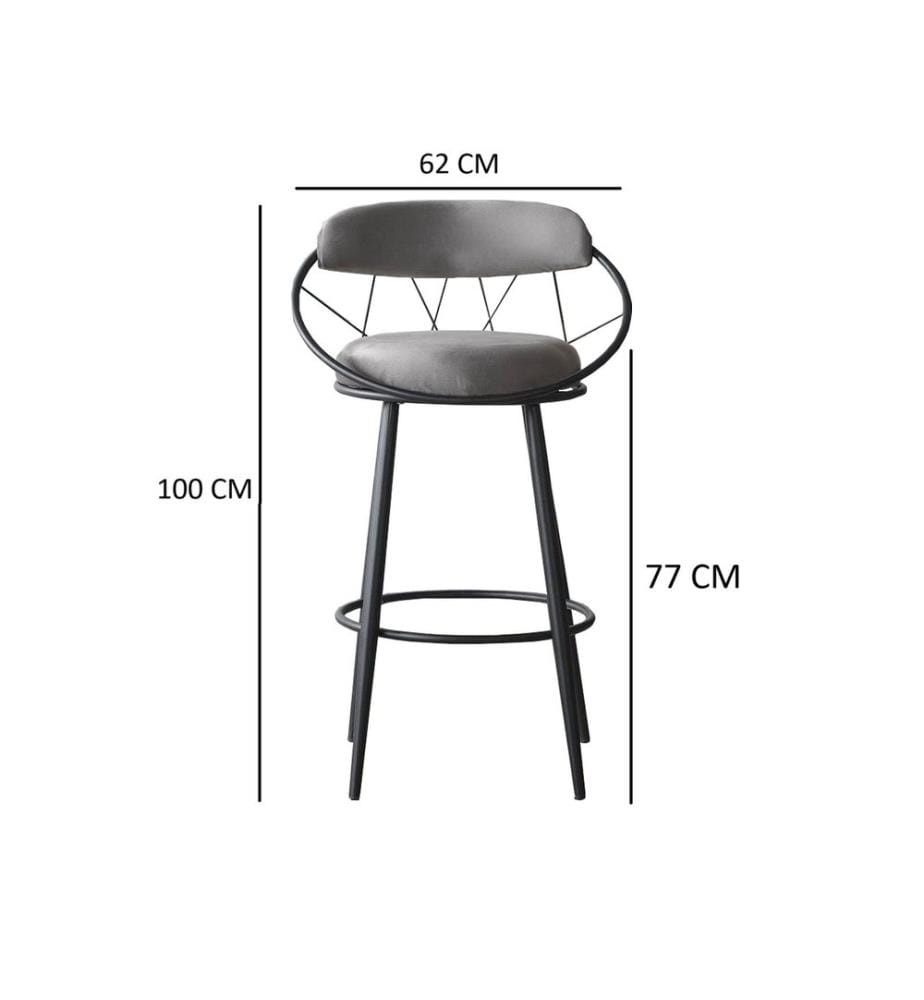 Barhocker-Set, 4-teilig, 100 % Metall, Grau