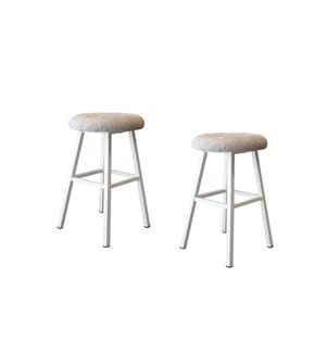 Hocker-Set, 2-teilig, 100 % melaminbeschichtete Spanplatte, Creme, Weiss
