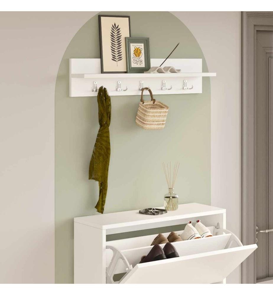 Coat Hanger, 100% MELAMINE COATED PARTICLE BOARD, White